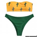 soAR9opeoF Cartoon Cactus Print Tube Top Briefs Bikini Set Sexy Women Swimwear Swimsuit Orange B07LCFQ47P